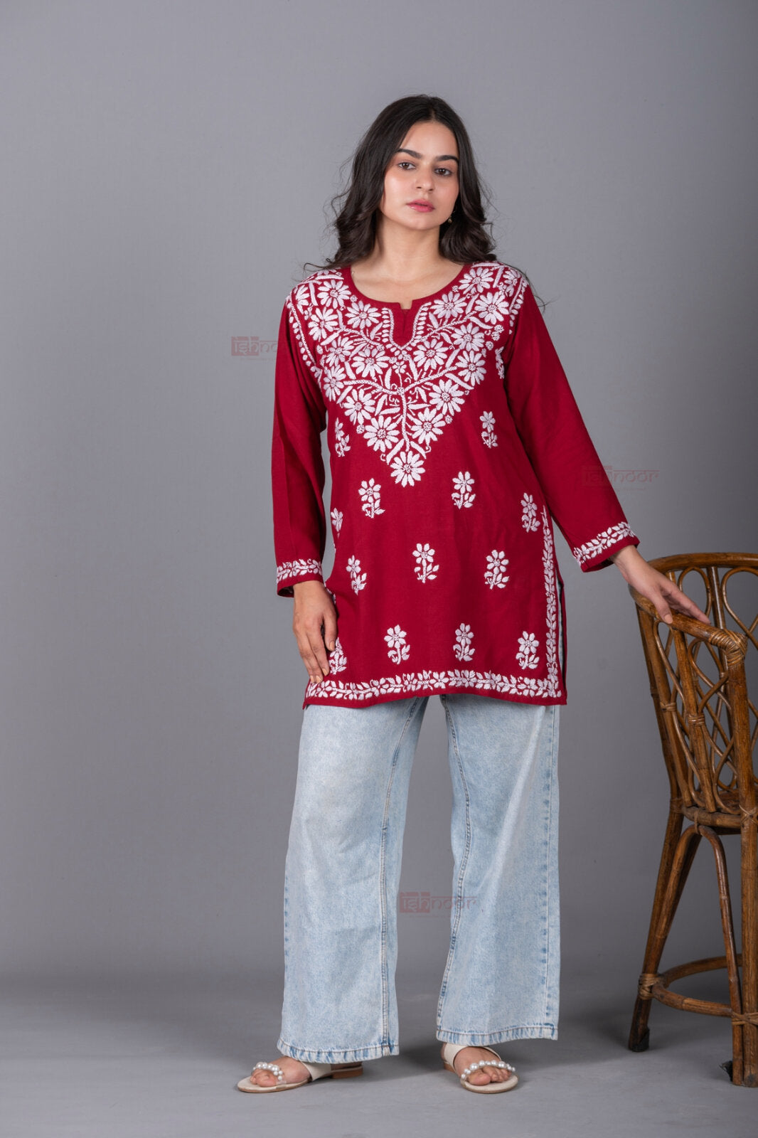 Meher Rayon Short Chikankari Kurti