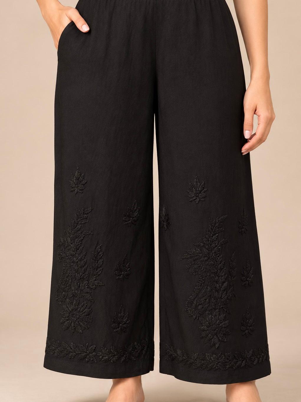 Meher Black Rayon Chikankari Palazzo