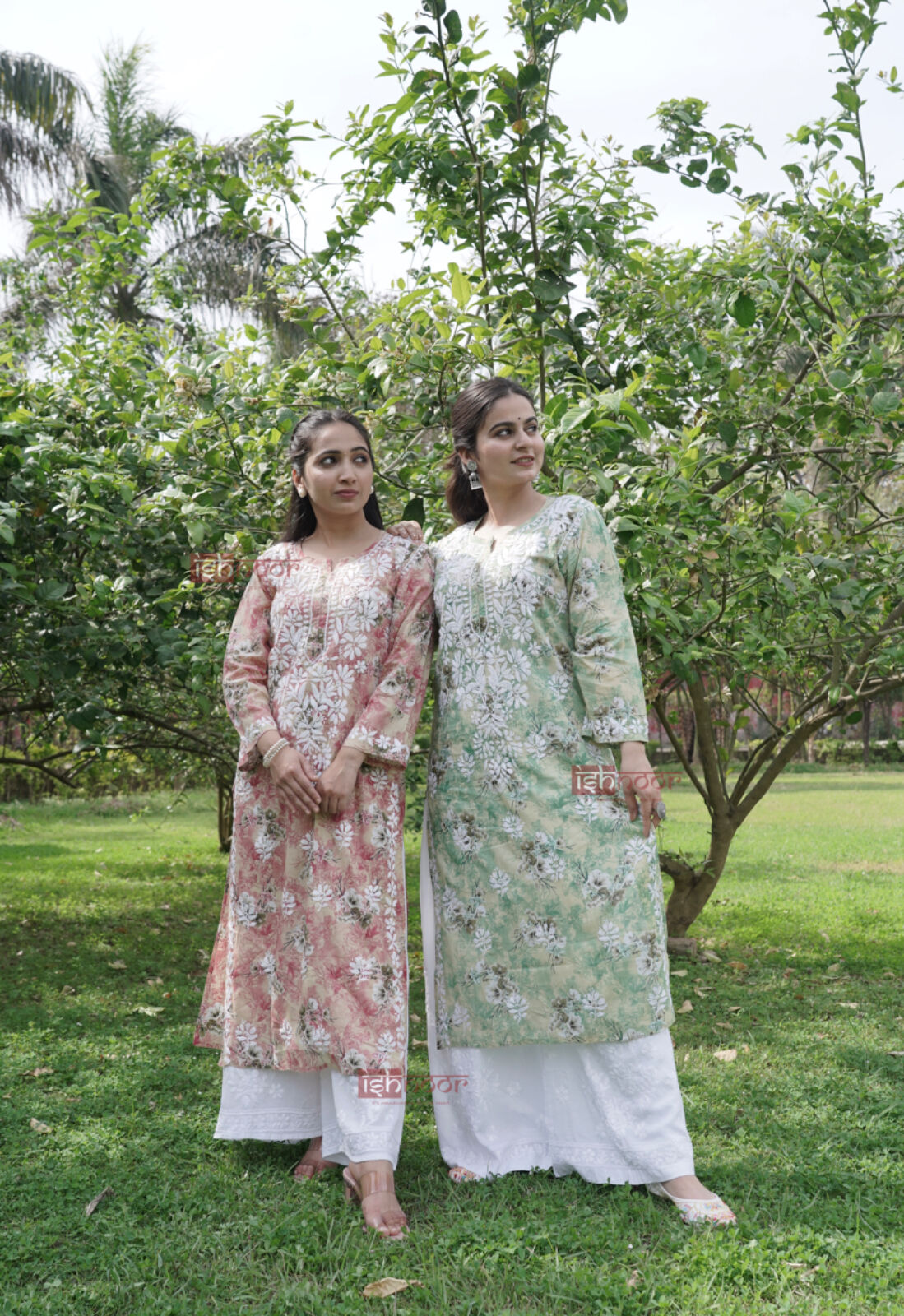 Falak Mul Cotton Long Chikankari Kurti