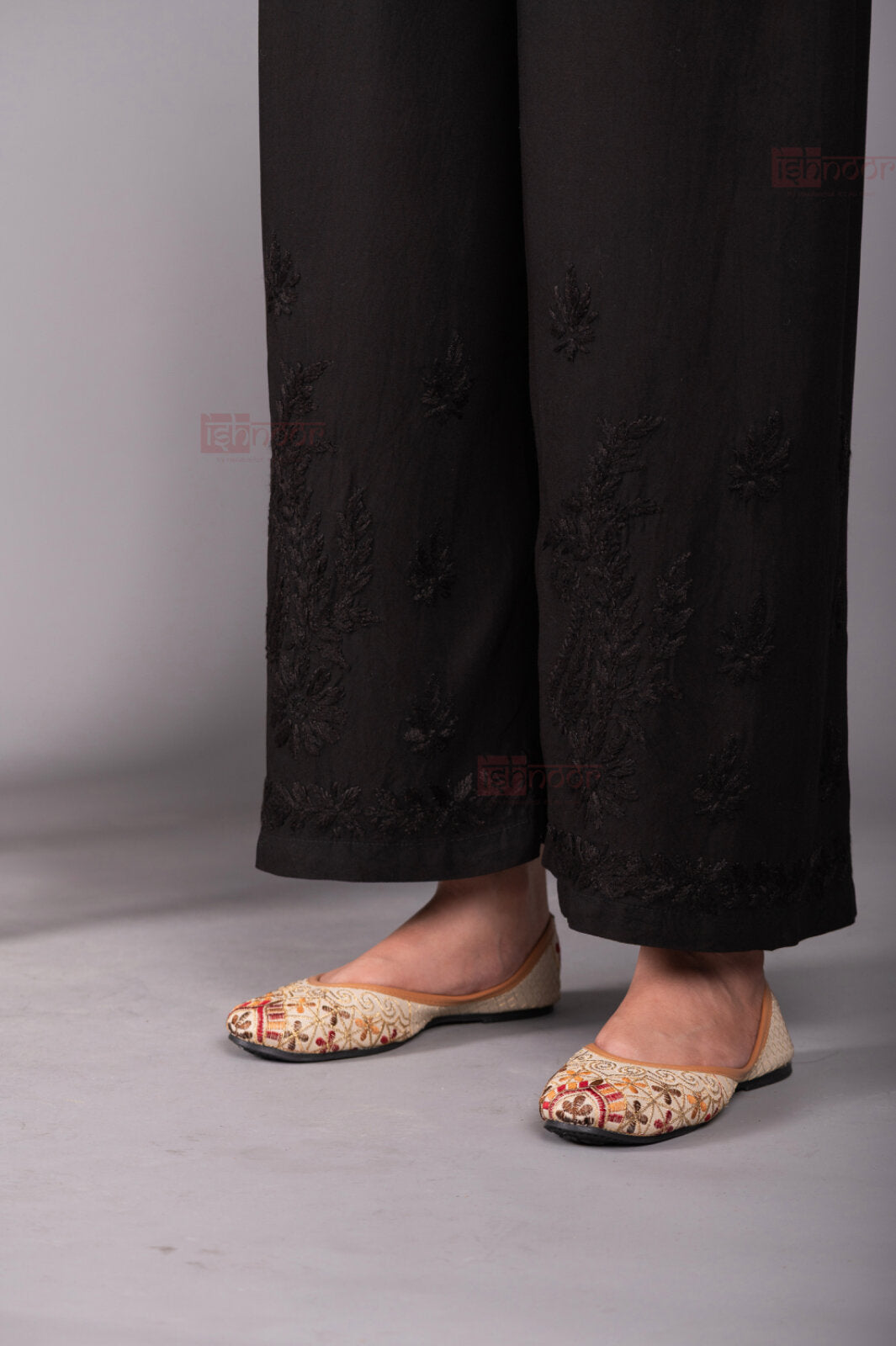 Meher Black Rayon Chikankari Palazzo - black