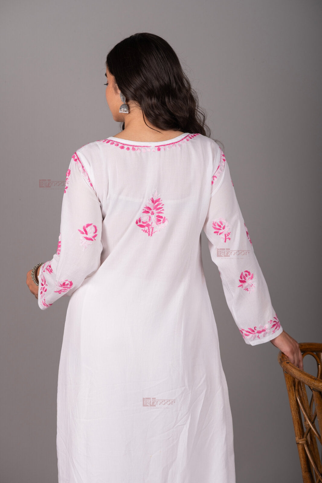 Meher Premium Modal Chikankari Kurti - blush-pink