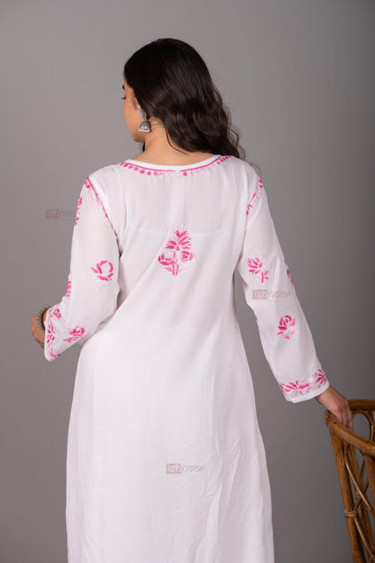 Meher Premium Modal Chikankari Kurti - blush-pink