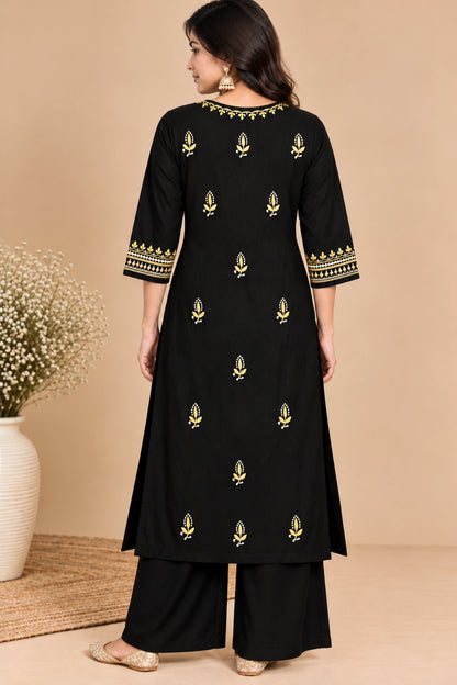 Aayat Premium Rayon Straight Multi Color Chikankari Kurti
