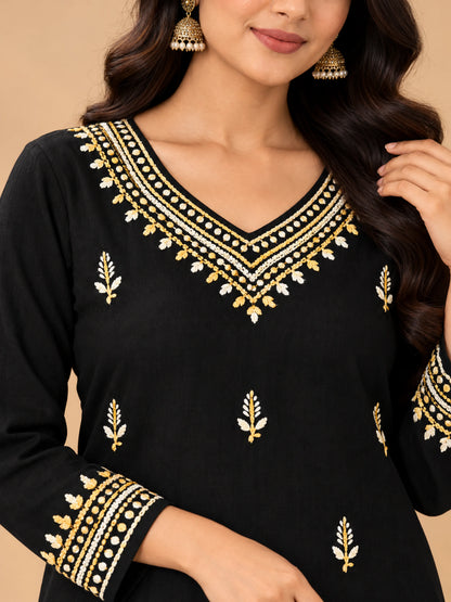 Aayat Premium Rayon Straight Multi Color Chikankari Kurti