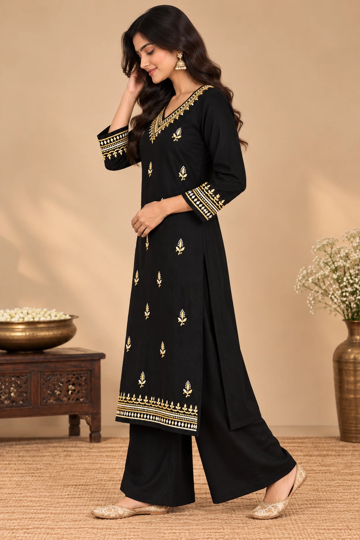 Aayat Premium Rayon Straight Multi Color Chikankari Kurti