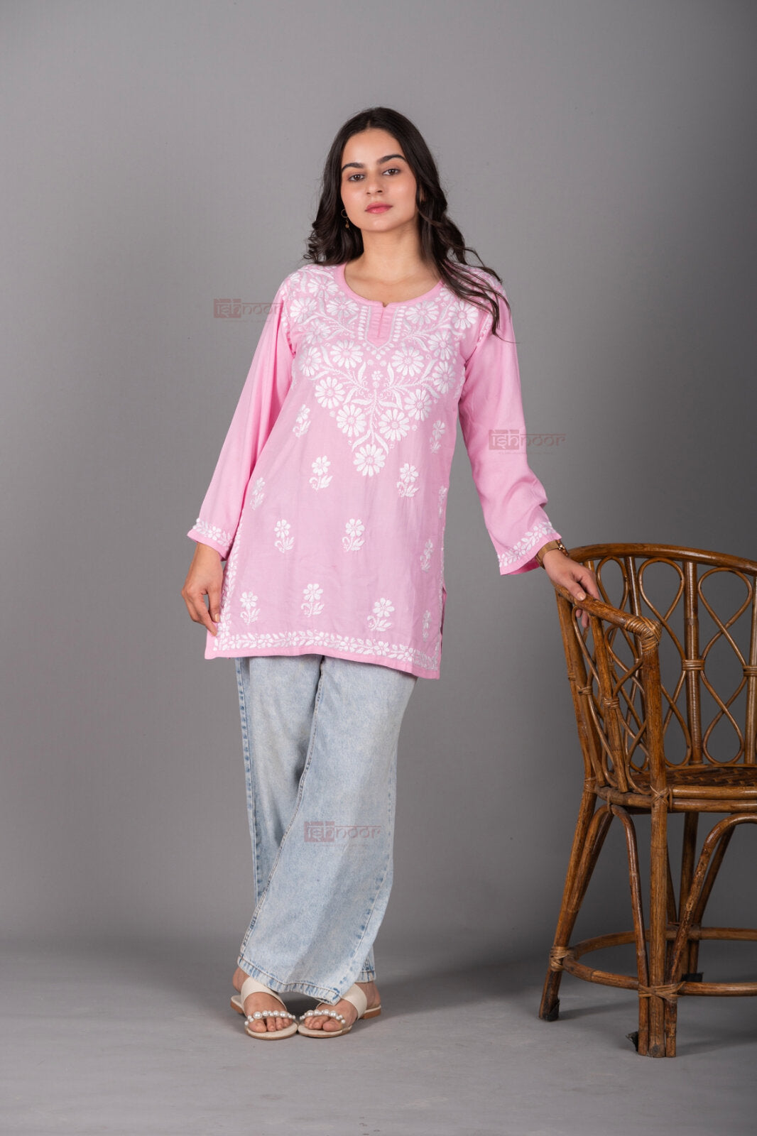 Meher Rayon Short Chikankari Kurti