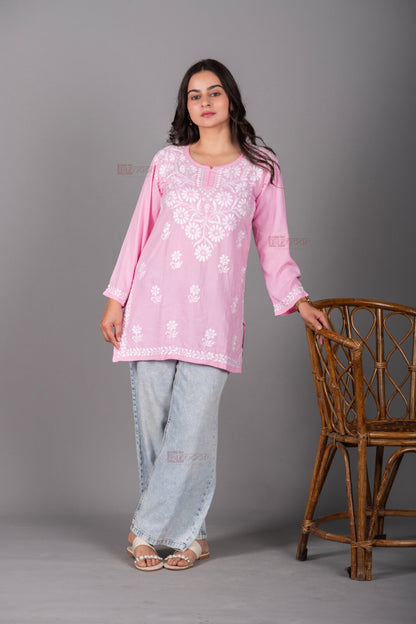 Meher Rayon Short Chikankari Kurti