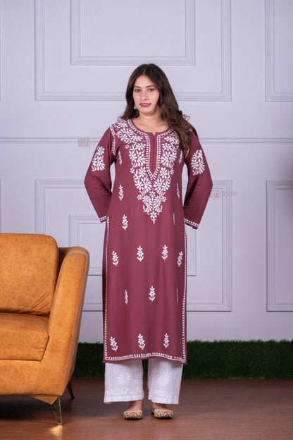Meher Rayon Long Chikankari Kurti
