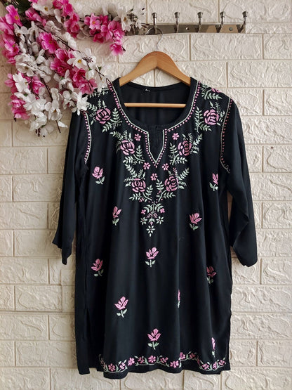 Aayat Rayon Multi Colour Short Chikankari Kurti