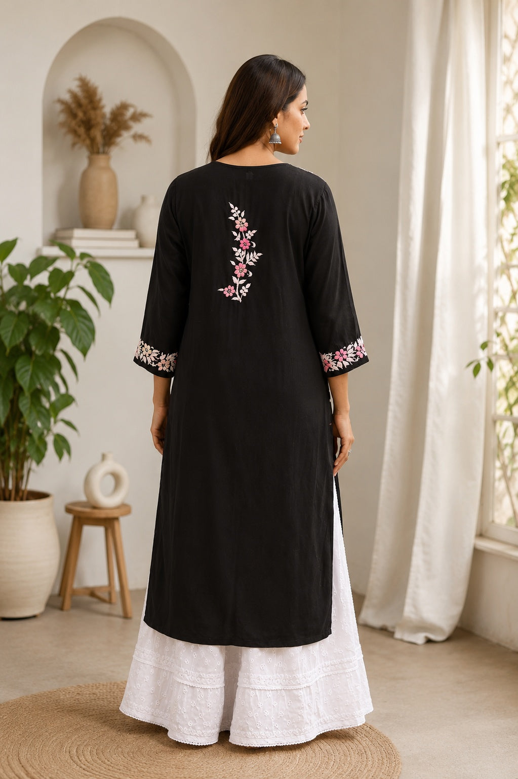 Aayat Modal Multi Colour Long Chikankari Kurti