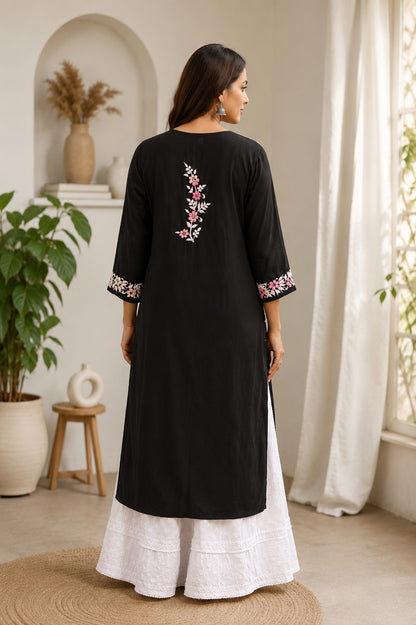 Aayat Modal Multi Colour Long Chikankari Kurti