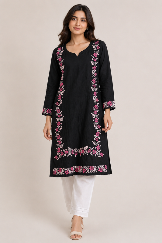 Aayat Modal Multi Colour Long Chikankari Kurti