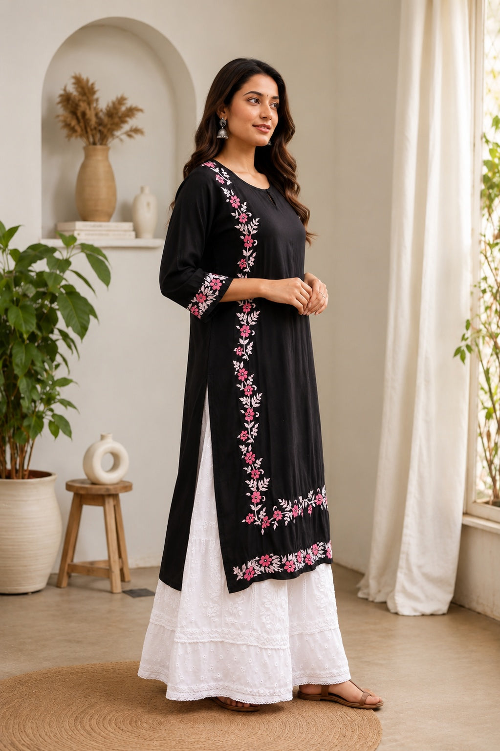 Aayat Modal Multi Colour Long Chikankari Kurti