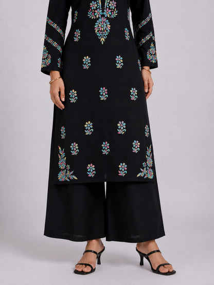 Aayat Rayon Multi Colour Long Chikankari Kurti
