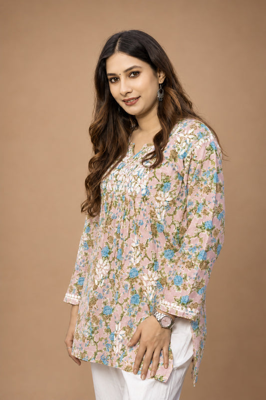 Falak Mul Cotton Short Chikankari Kurti