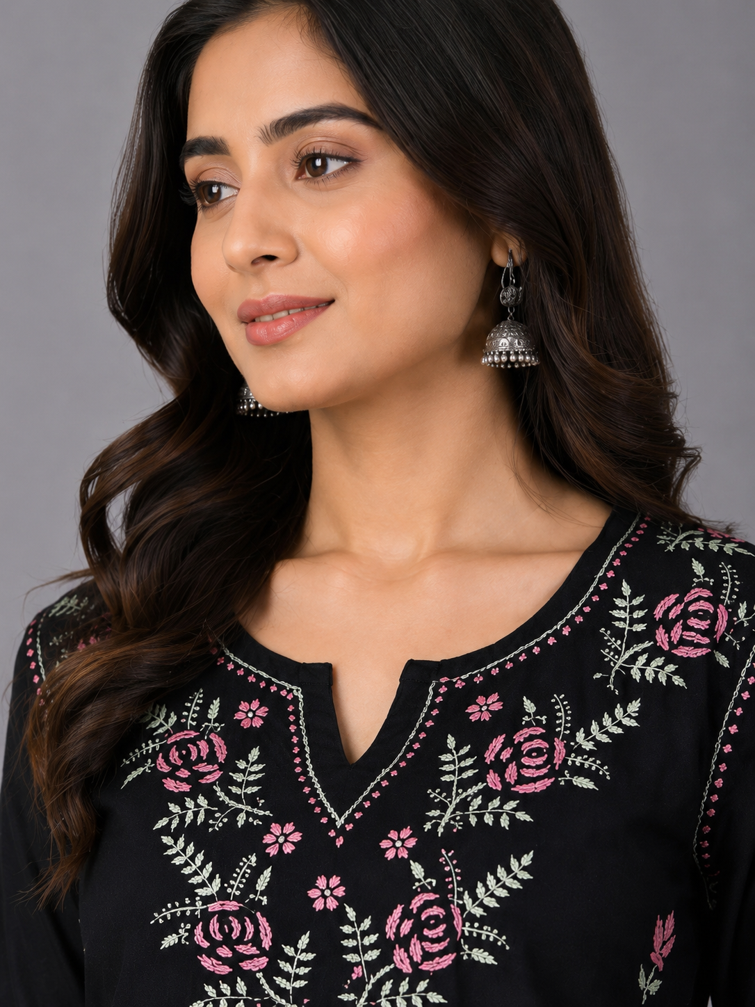 Aayat Rayon Multi Colour Short Chikankari Kurti