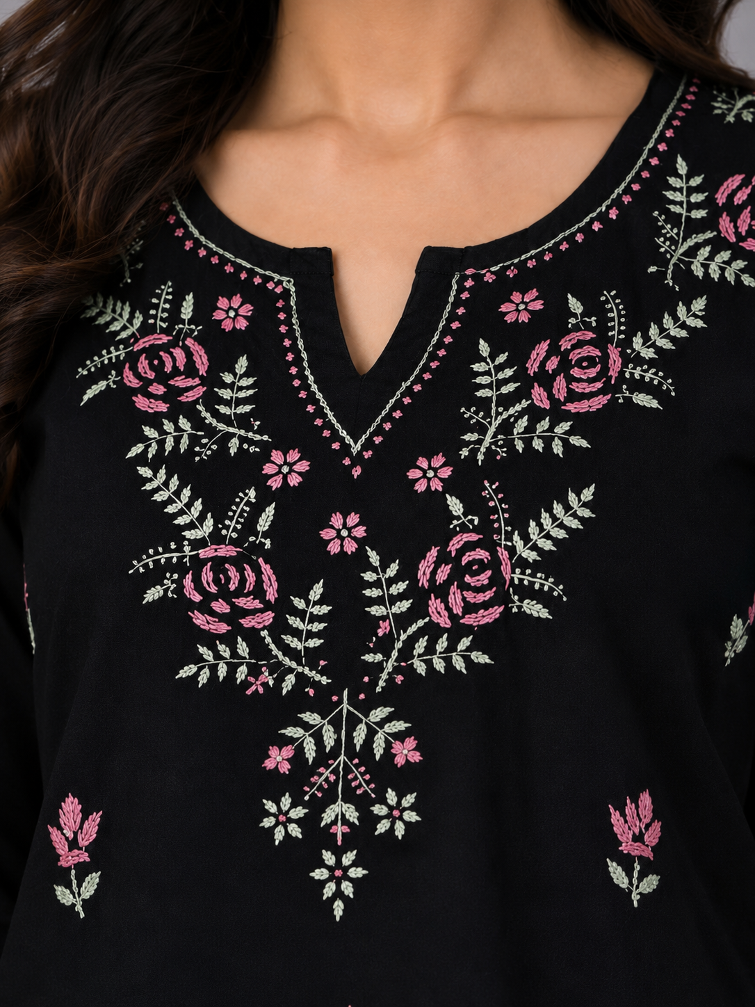 Aayat Rayon Multi Colour Short Chikankari Kurti