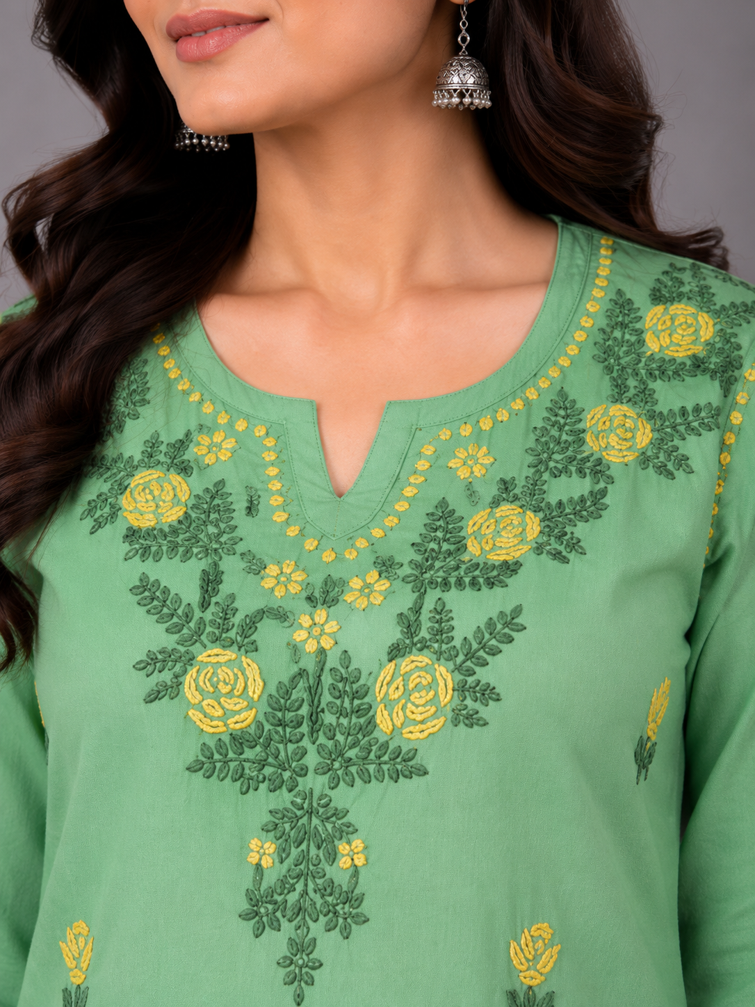 Aayat Rayon Multi Colour Short Chikankari Kurti