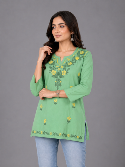 Aayat Rayon Multi Colour Short Chikankari Kurti