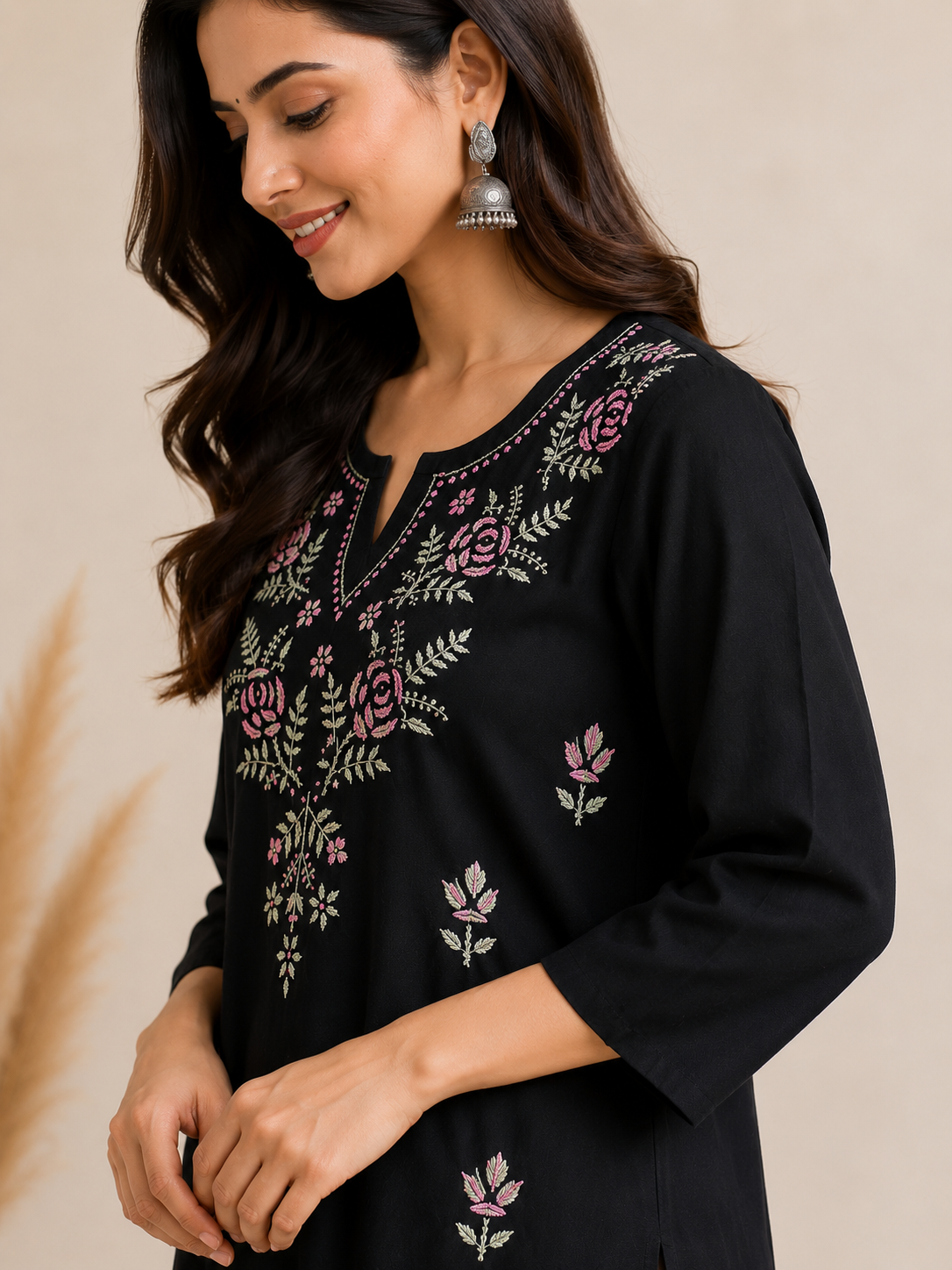 Aayat Rayon Multi Colour Short Chikankari Kurti