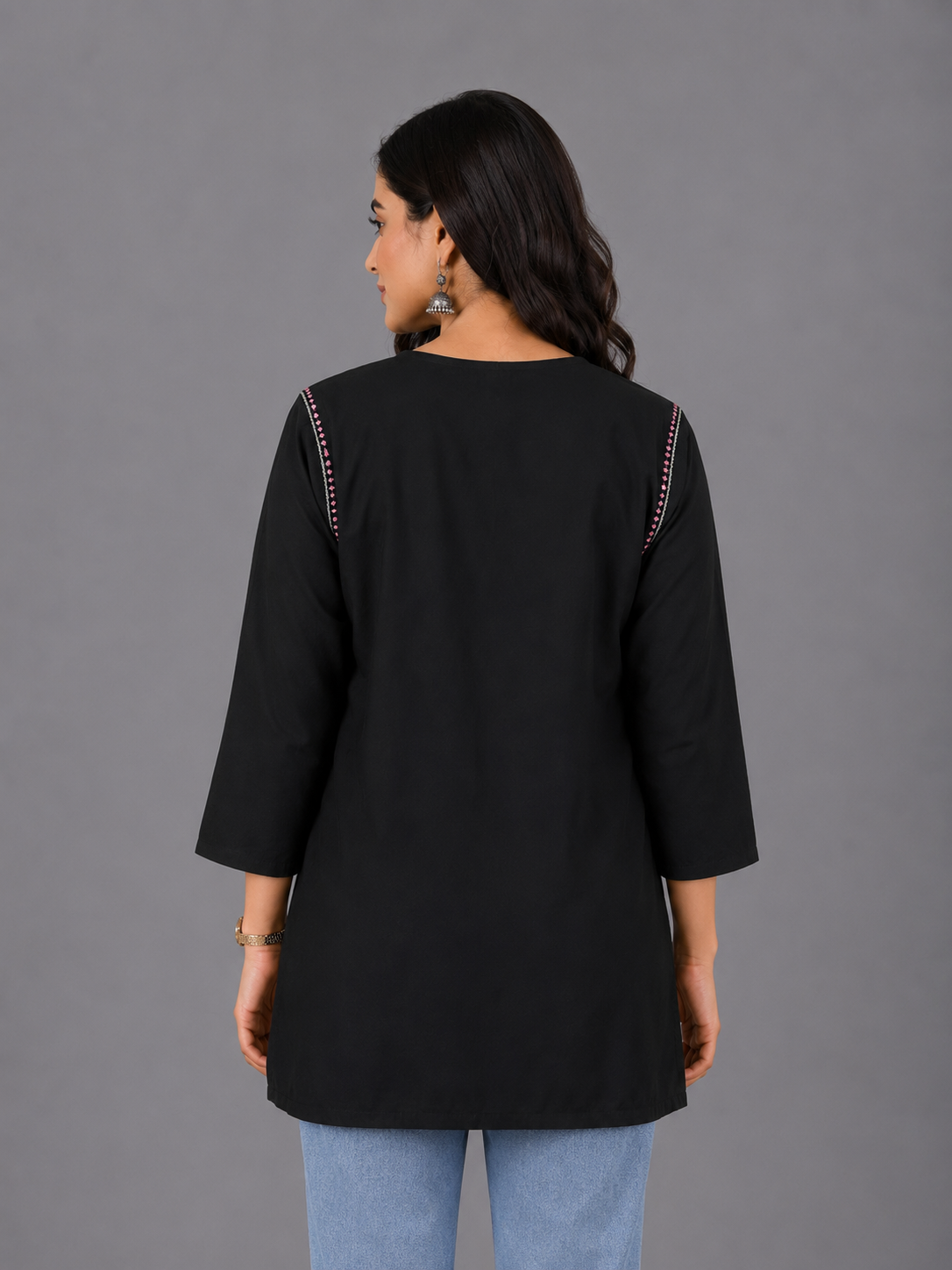 Aayat Rayon Multi Colour Short Chikankari Kurti