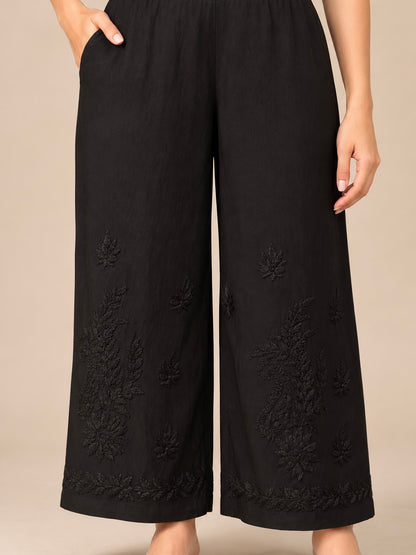 Meher Black Rayon Chikankari Palazzo