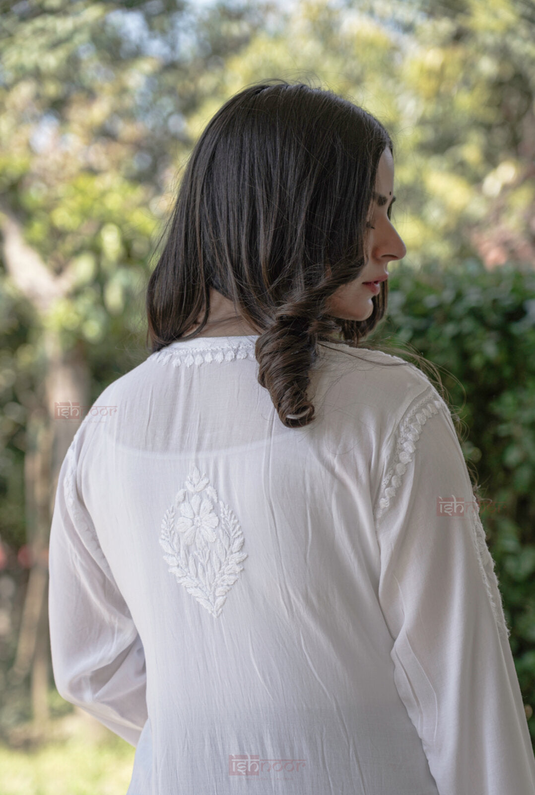 Falak Premium Modal Chikankari Long Kurti 3 - white