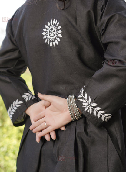 Falak Cotton Chikankari Kurti & Palazzo Set - black