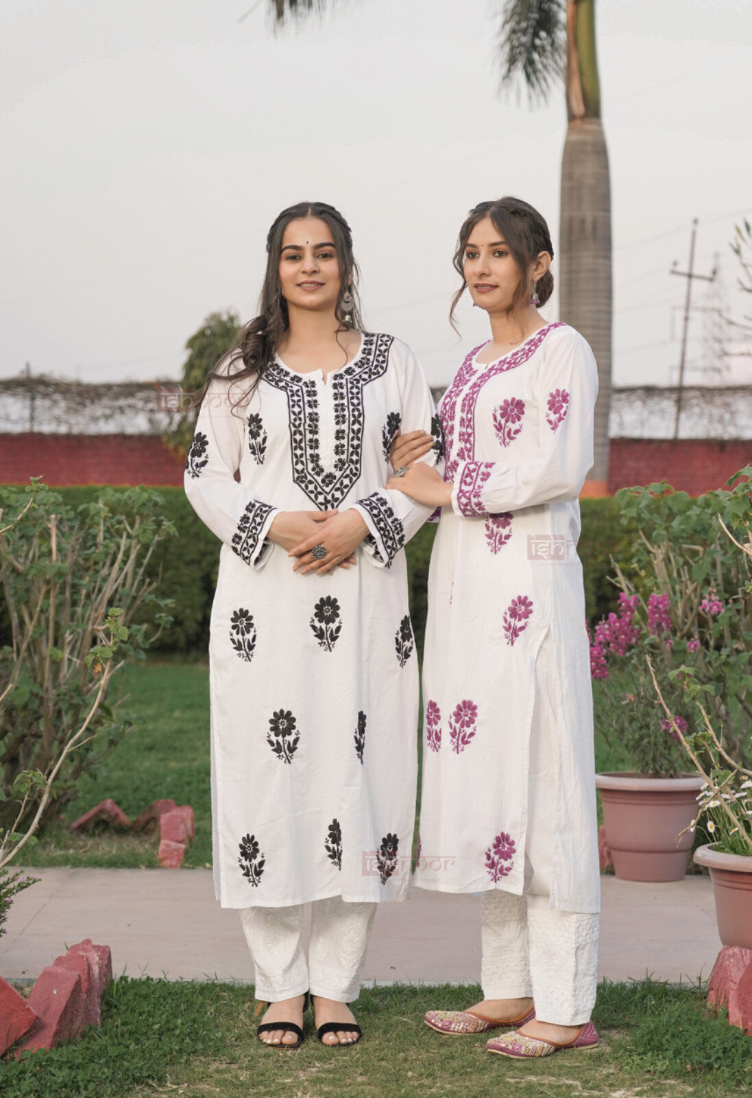 Falak Mul Cotton Long Chikankari Kurti 3 - violet