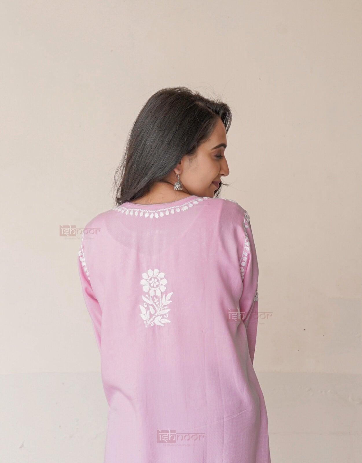Falak Rayon Short Chikankari Kurti - blush-pink