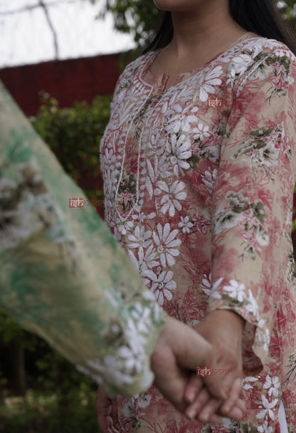Falak Mul Cotton Long Chikankari Kurti 5 - soft-peach