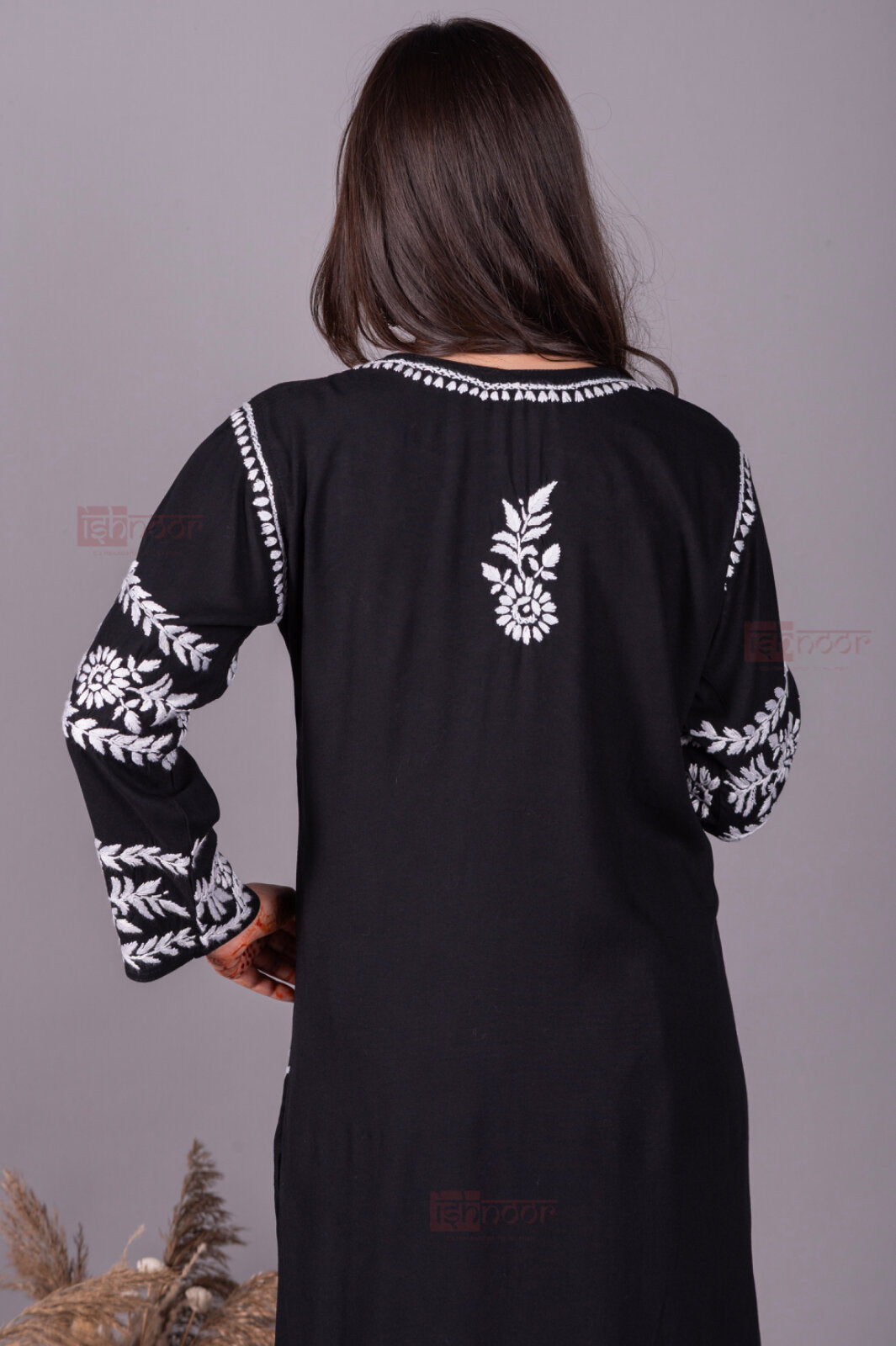 Meher Rayon Chikankari Kurti & Palazzo Set - black