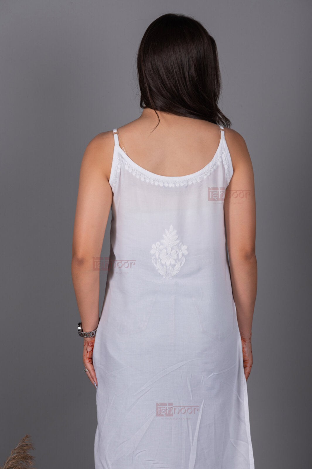 Meher Modal Chikankari Strappy Short Kurta - white