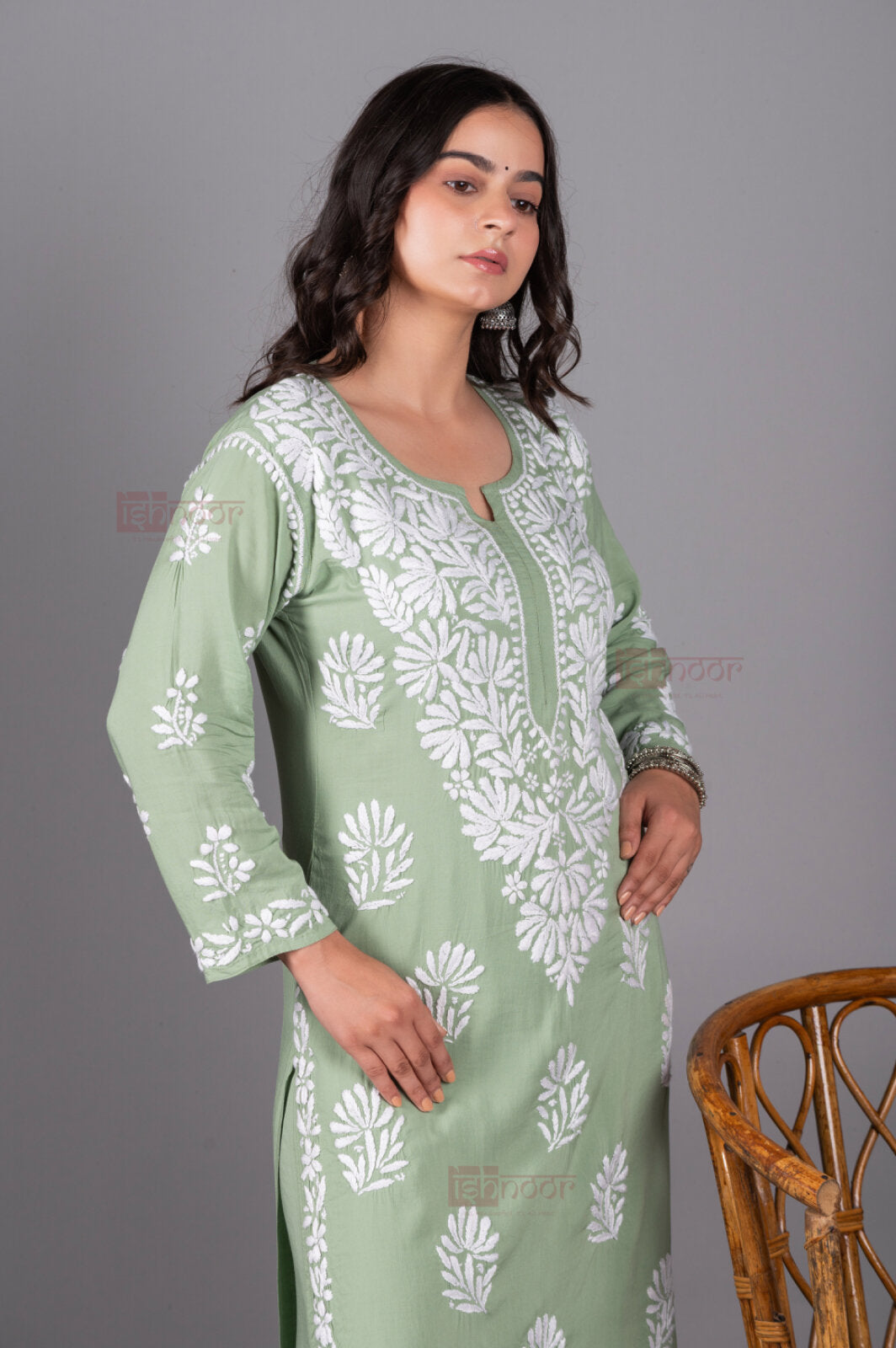 Meher Modal Chikankari Kurta Plazzo Set - pistachio-green