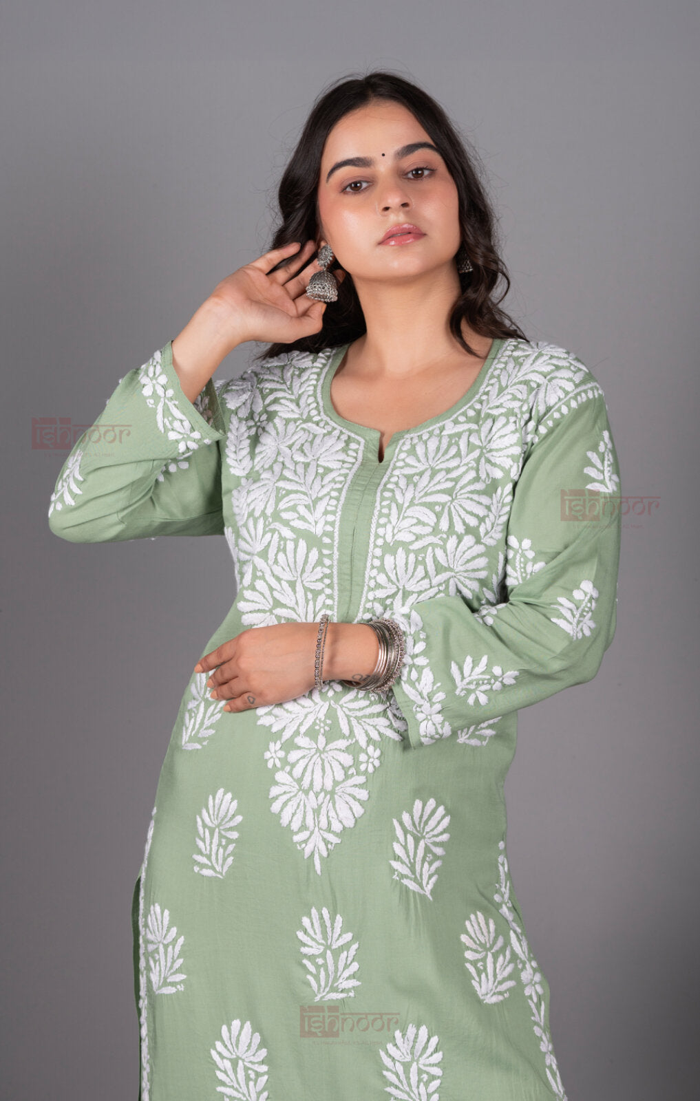 Meher Modal Chikankari Kurta Plazzo Set - pistachio-green