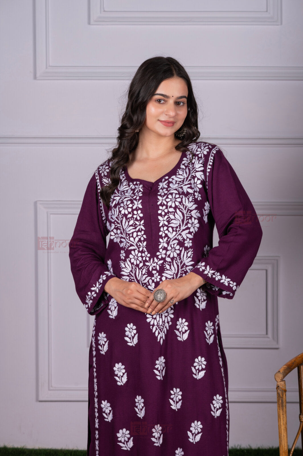 Meher Rayon Chikankari Kurta Plazzo Set - violet