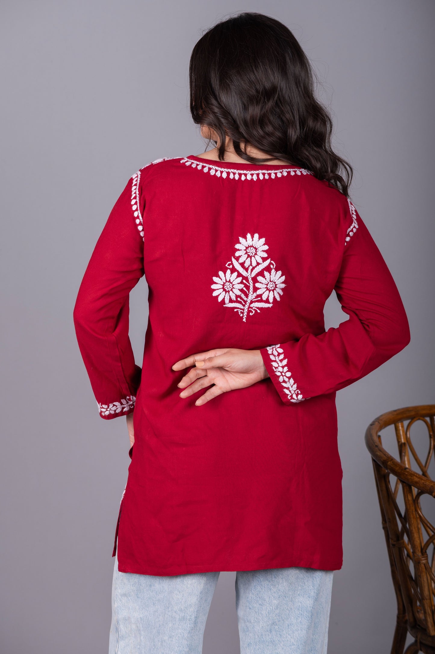 Meher Rayon Short Chikankari Kurti
