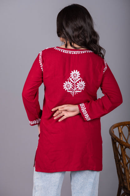 Meher Rayon Short Chikankari Kurti
