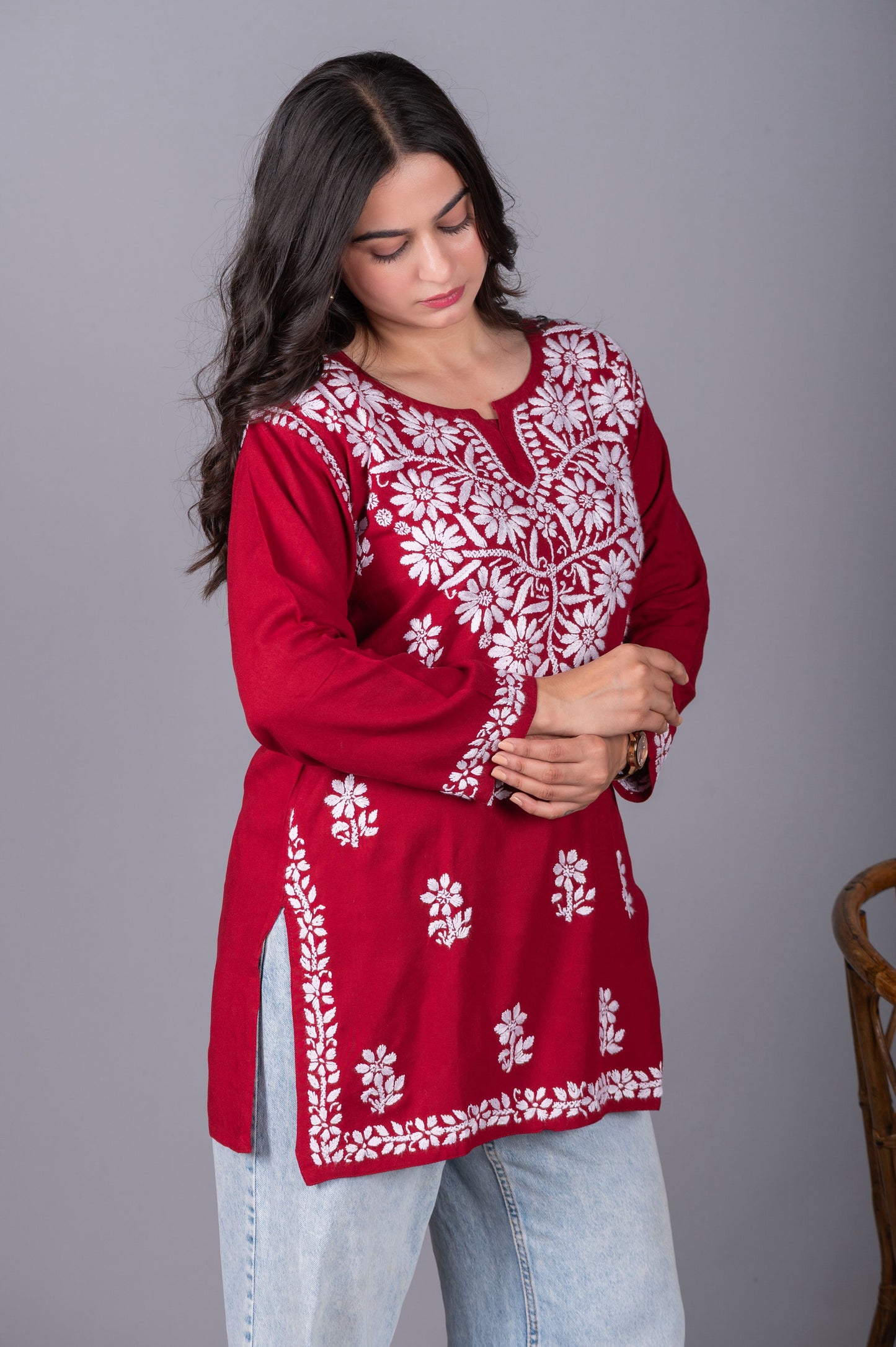 Meher Rayon Short Chikankari Kurti