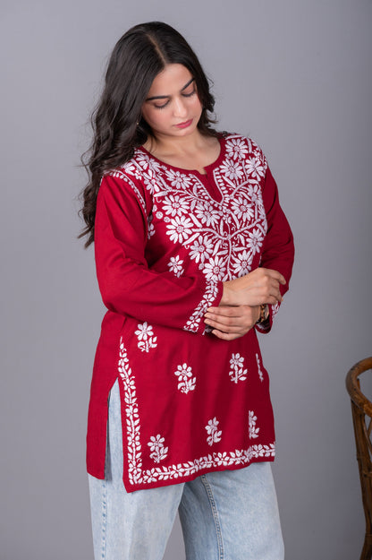 Meher Rayon Short Chikankari Kurti