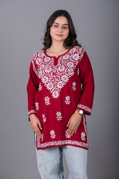 Meher Rayon Short Chikankari Kurti
