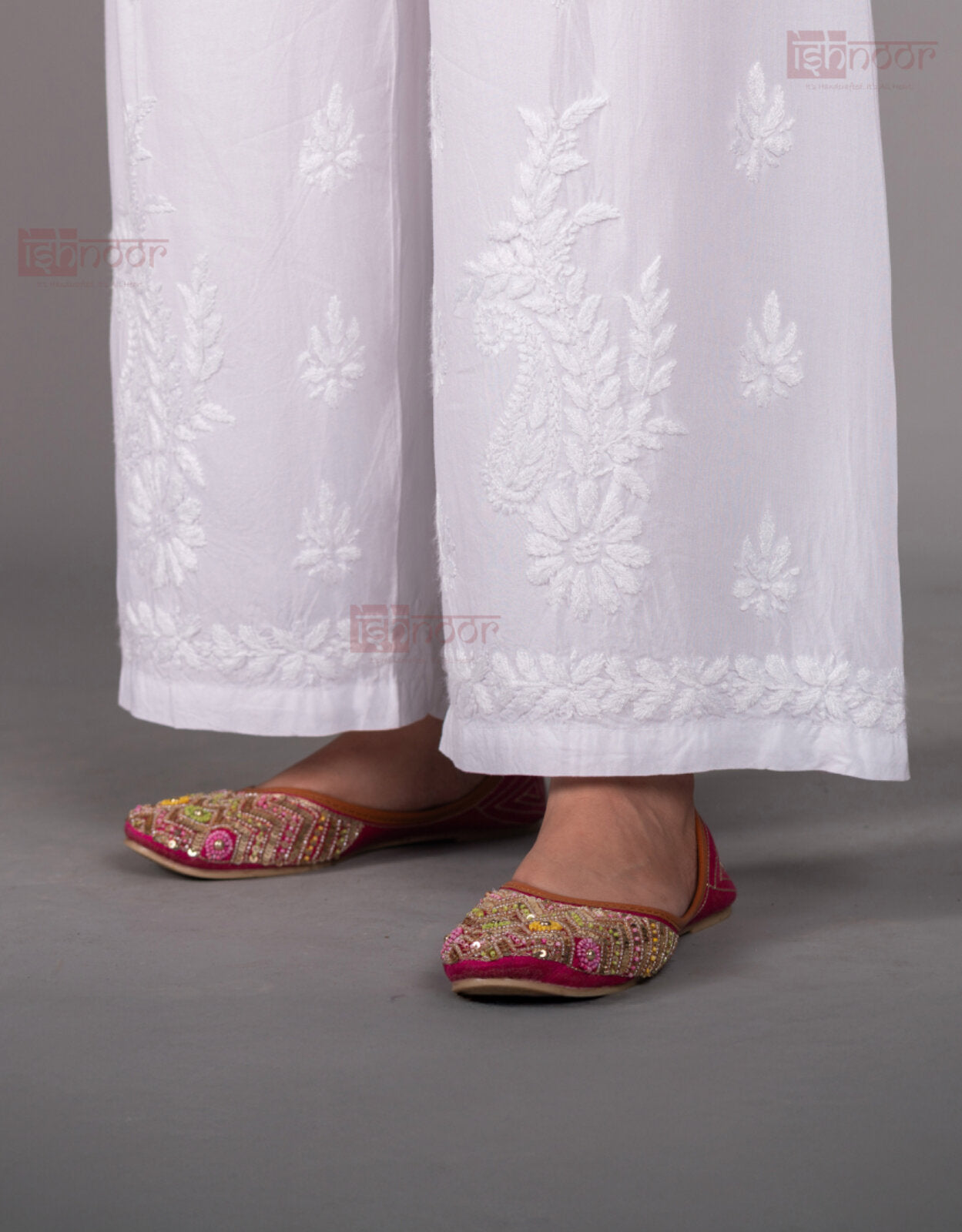 Meher Rayon Chikankari Palazzo - white