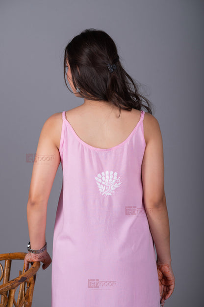 Meher Straight Rayon Chikankari Kurti - blush-pink