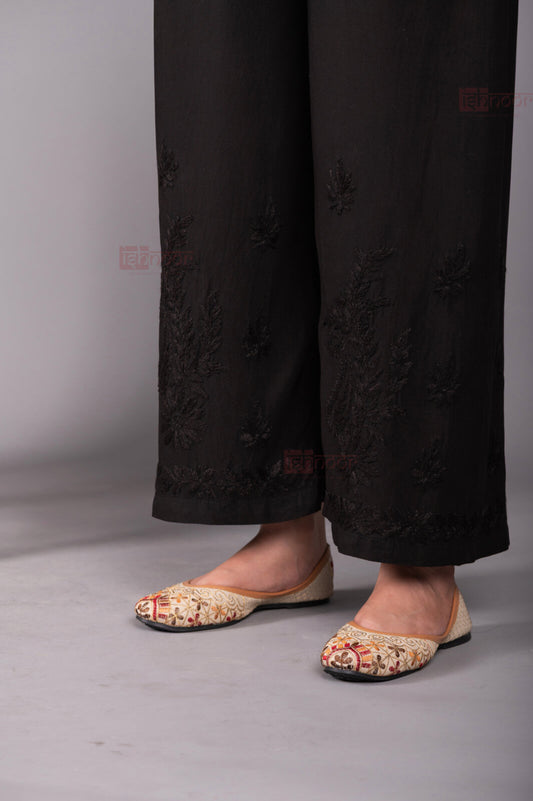 Meher Black Rayon Chikankari Palazzo - black