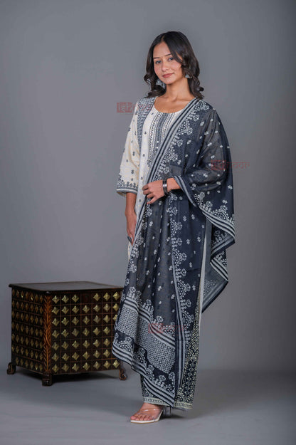 Saanjh 3 Piece Stitched Suit Set with Dupatta 2 - black