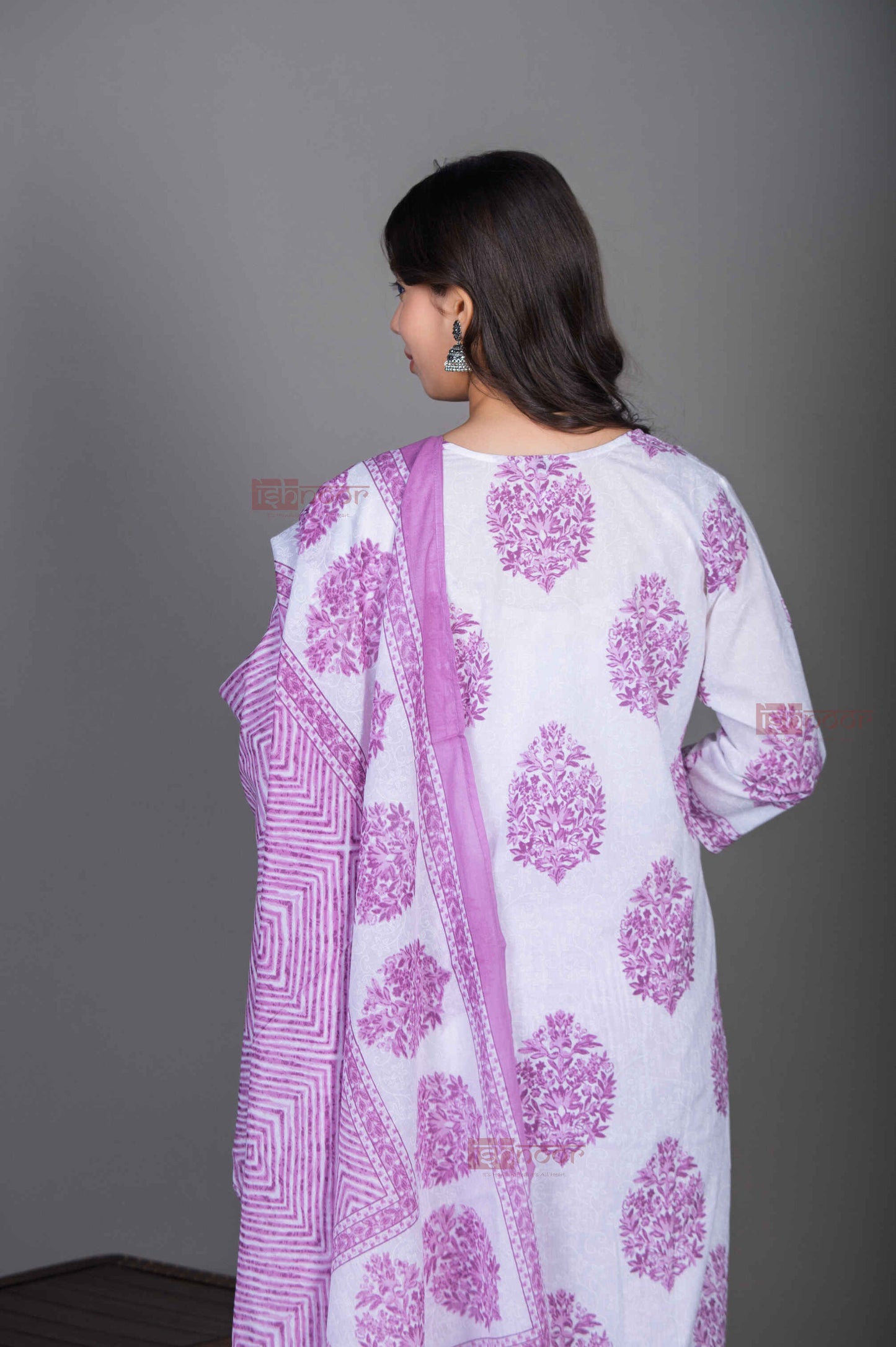 Saanjh Hand Printed Cotton 3 Piece Stitched Suit Set with Dupatta 2 - blush-pink
