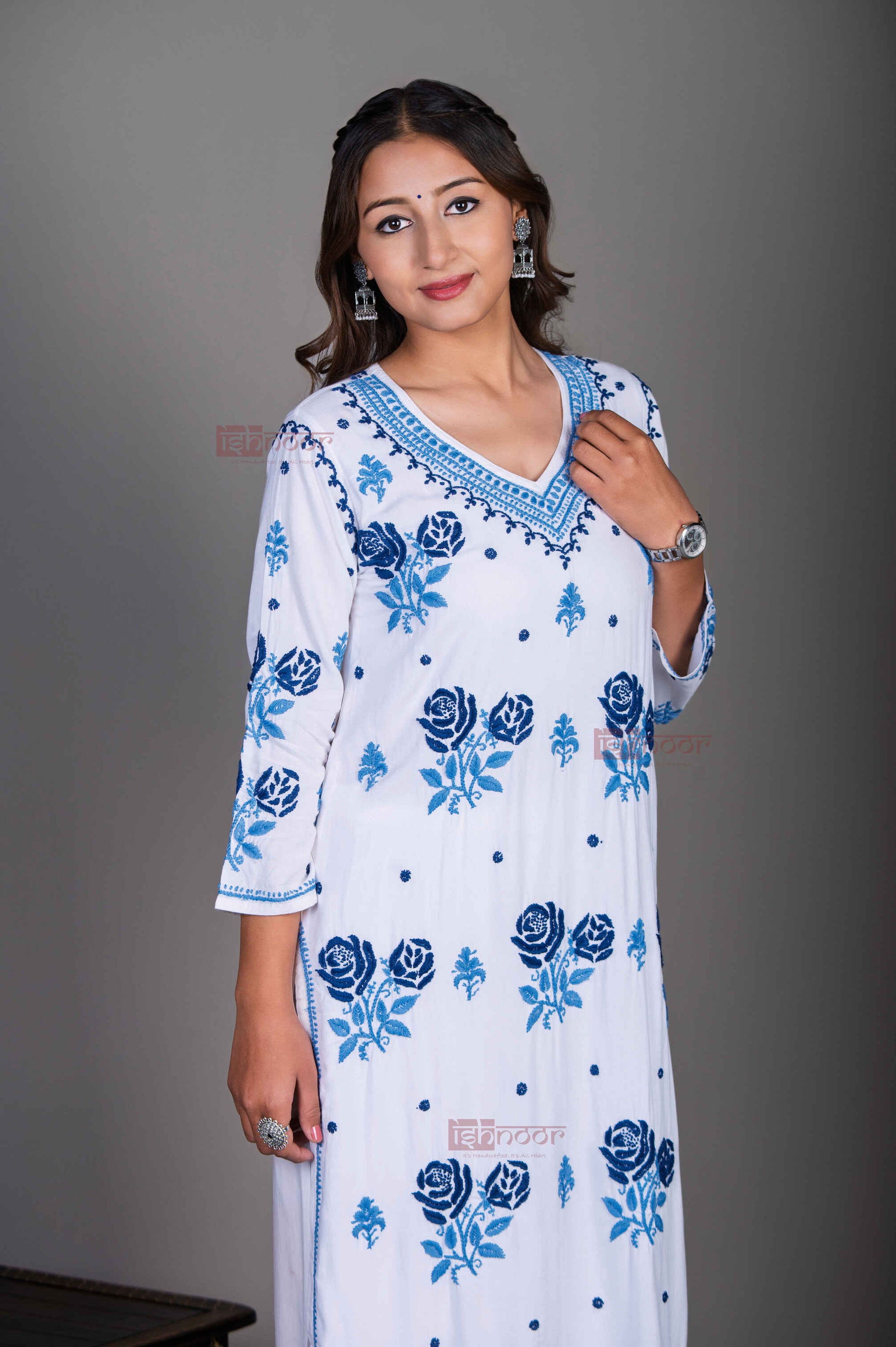 Aayat Rayon Straight Multi Color Chikankari Kurti 2 - white