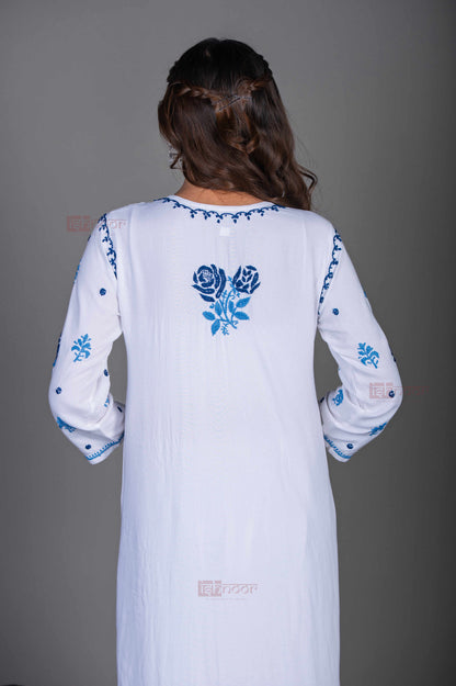 Aayat Rayon Straight Multi Color Chikankari Kurti 2 - white
