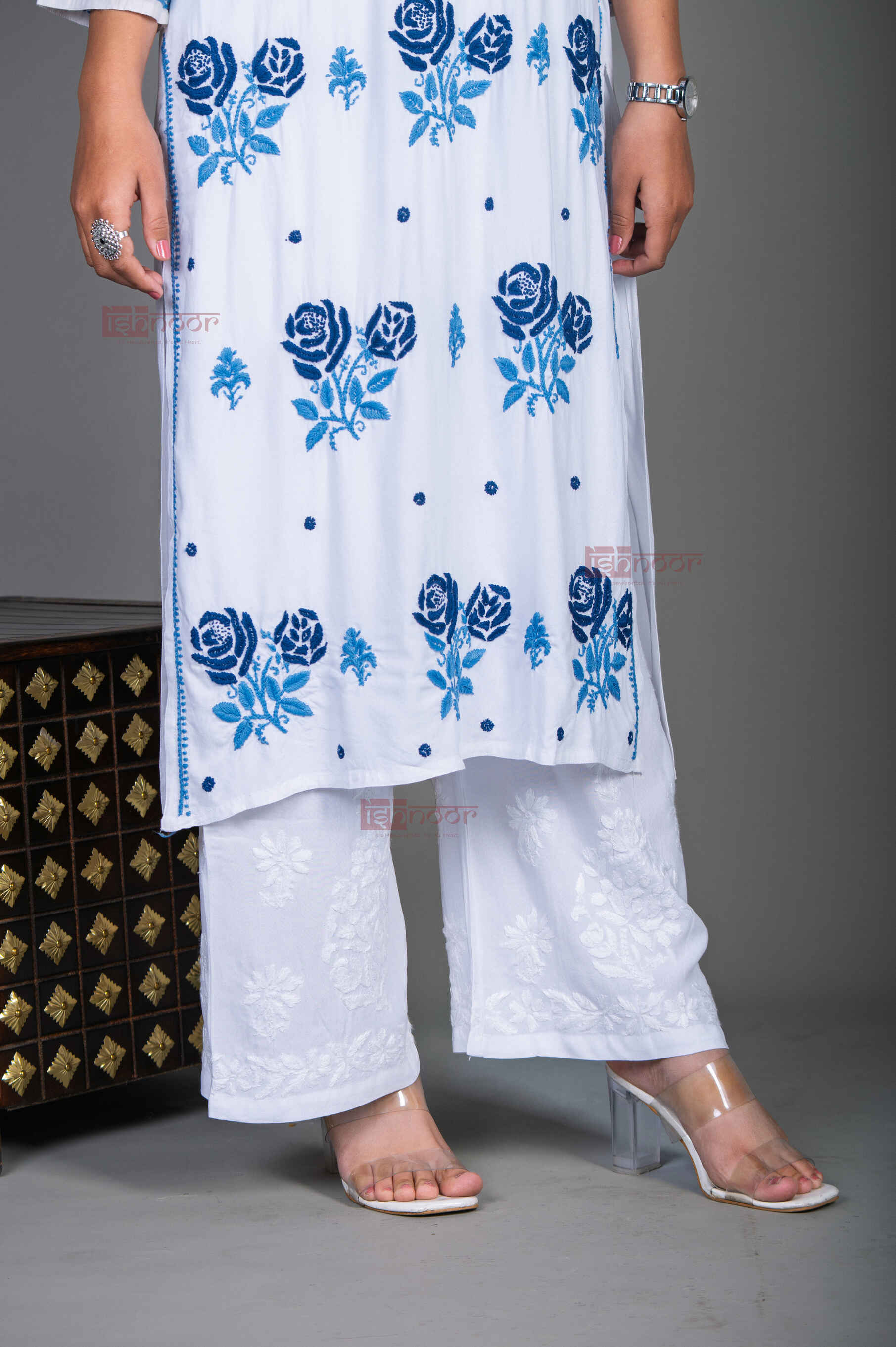 Aayat Rayon Straight Multi Color Chikankari Kurti 2 - white