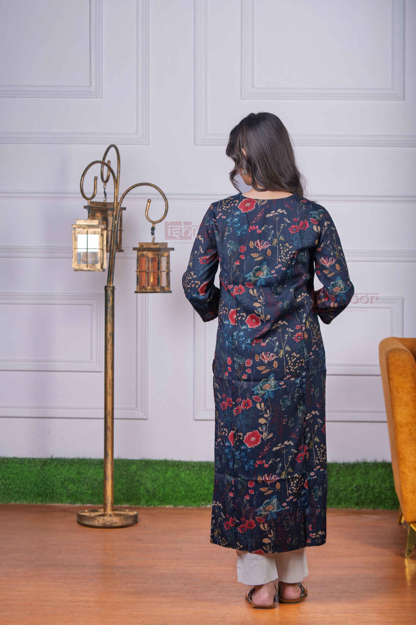 Saanjh Cotton Straight Kurti 2 - black